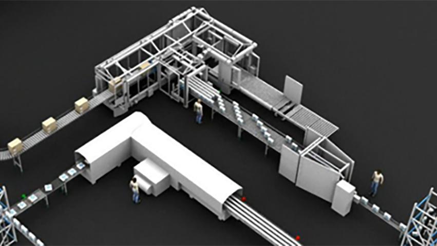 Digital simulation of packaging line.